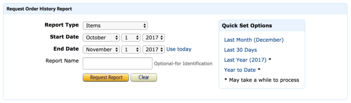 Amazon’s interface for downloading reports