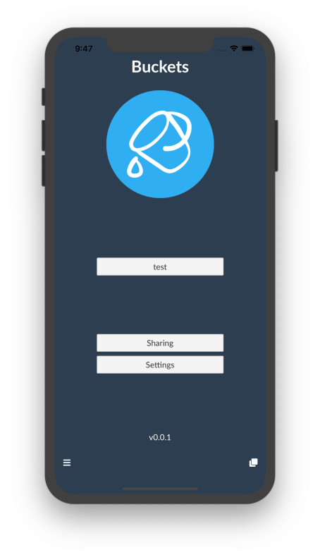 Buckets Mobile home screen