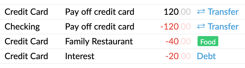 How to categorize debt transactions